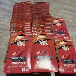 One Piece TCG OP-13 Carrying On Will Sleeved Hanger Booster Lot Of 65 - Offers✅ - Image 1