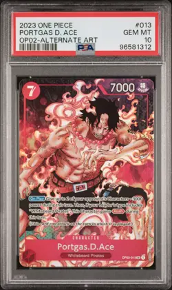 2023 ONE PIECE OP02-PARAMOUNT WAR ALTERNATE ART #013 PORTGAS D. ACE PSA 10 - Image 1