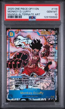 2025 ONE PIECE OP11-A FIST OF DIVINE SPEED #118 MONKEY D. LUFFY PSA 10 Snake Man - Image 1