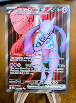 Team Rocket's Mewtwo EX 213/182 Destined Rivals Ultra Rare Pokemon full art NM - Image 1