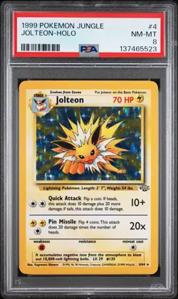 1999 POKEMON JUNGLE #4 JOLTEON-HOLO PSA 8 - Image 1