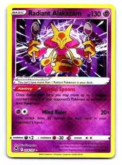 Radiant Alakazam 059 Radiant Rare Silver Tempest Pokemon Holo NM/M - Image 1