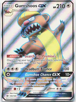 Gumshoos GX (Full Art) 145/149 Holo Ultra Rare SM Base Set Pokemon LP - Image 1