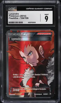 CGC 9 MINT Pokemon Card Lysandre 2014 XY Flashfire 104/106 Full Art Supporter - Image 1