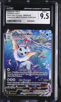 Pokemon CGC 9.5 Vaporeon VMAX SWSH182 Vaporeon Premium Collection Promo Mint+ - Image 1