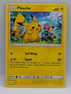 PIKACHU 14/30 C SM TRAINER KIT: LYCANROC & ALOLAN RAICHU POKEMON NEAR MINT - Image 1