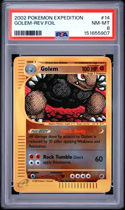 2002 Pokemon Expedition #14 Golem Reverse Foil PSA 8 NM-MT - Image 1