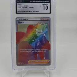 CGC 10 GEM MINT Pokemon Lance 206/195 Silver Tempest Rainbow Secret Rare psa - Image 1