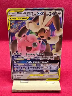 Pokemon TCG Mega Lopunny & Jigglypuff GX (CEC 165) Cosmic Eclipse - NEAR MINT - Image 1