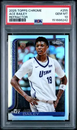 Topps Chrome Ace Bailey Utah Jazz RC Refractor #255 PSA 10 2025-26 - Image 1