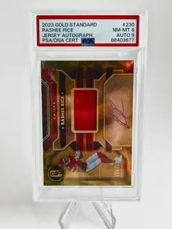 2023 Panini Gold Standard Rashee Rice Rookie Patch Auto 184/199 PSA 8 Auto 9 - Image 1