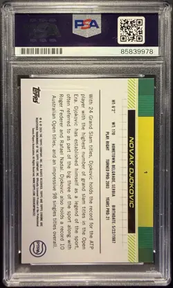 2024 Topps Chrome Tennis #1 Novak Djokovic Signed Card PSA AUTO - Image 2