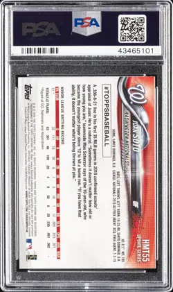 2018 TOPPS CHROME UPDATE #HMT55 JUAN SOTO ROOKIE RC PSA 10 - Image 2