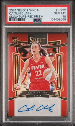 2024 PANINI SELECT WNBA SIGNATURES RED PRIZM #SGCC CAITLIN CLARK 29/99 PSA 10 - Image 1