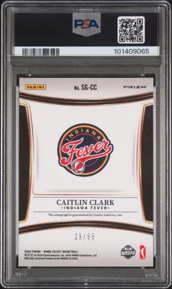 2024 PANINI SELECT WNBA SIGNATURES RED PRIZM #SGCC CAITLIN CLARK 29/99 PSA 10 - Image 2
