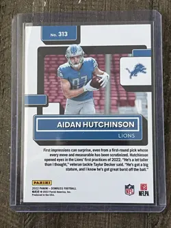 2022 Panini Donruss Aidan Hutchinson Rated Rookie Gold Press Proof #313 Detroit - Image 2