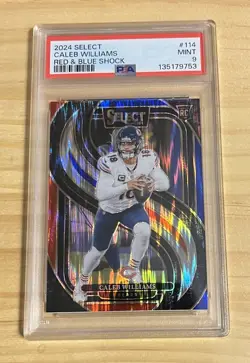 2024 Panini Select Premier Level RC Caleb Williams Black & Red Shock Prizm PSA 9 - Image 1