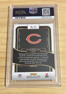 2024 Panini Select Premier Level RC Caleb Williams Black & Red Shock Prizm PSA 9 - Image 2