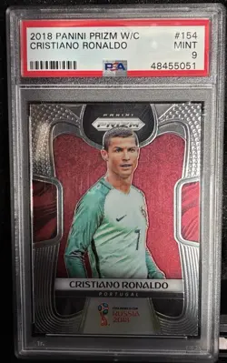 CRISTIANO RONALDO 2018 PANINI PRIZM WORLD CUP #154 PSA 9 Portugal - Image 1