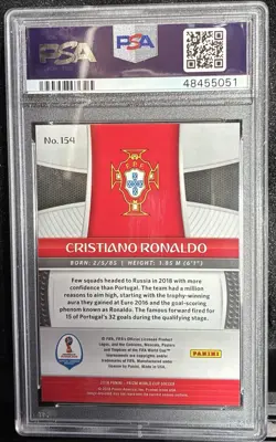 CRISTIANO RONALDO 2018 PANINI PRIZM WORLD CUP #154 PSA 9 Portugal - Image 2
