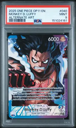 ONE PIECE MONKEY D. LUFFY 2025 OP11-A FIST OF DIVINE SPEED #040 ALT ART PSA 9 - Image 1