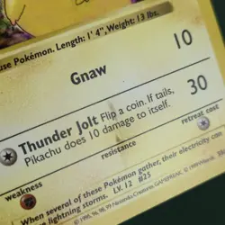 LIGHT STAMP 1st Edition Shadowless Pikachu Base Set Yellow Cheeks Pokemon Card - Image 3