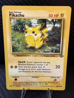 Pikachu 60/64 Jungle Red Cheeks WOTC Vintage Pokemon Card LP - Image 1