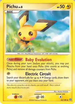 Pichu 45/100 Uncommon Stormfront Pokemon Moderately Played - Image 1