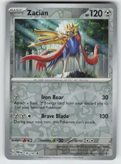 Zacian 136/182 Rare Paradox Rift Pokemon Reverse Holo Near Mint - Image 1