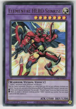 Elemental HERO Sunrise (2020 Date Reprint) LED6-EN012 Ultr Rare YuGiOh 1st Ed NM - Image 1