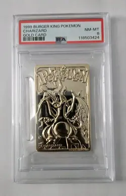 1999 Burger King Pokemon Pokeball Charizard Gold Card #06 PSA 8 - Image 1