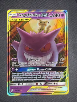 Pokemon Card Gengar & Mimikyu GX 53/181 Sun & Moon Team Up Ultra Rare NM - Image 1