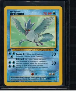Articuno Pokemon TCG Fossil 17/62 1st Edition Rare Regular 70 HP Card - Image 1
