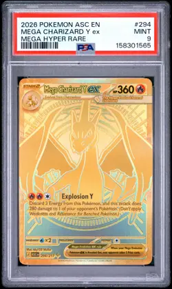 2026 Pokemon Ascended Heroes #294 Mega Charizard Y EX Mega Hyper Rare PSA 9 - Image 1