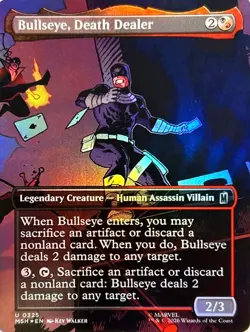 X 1 Bullseye, Death Dealer NM-M Borderless FOIL Marvel Super Heroes MTG Magic - Image 1