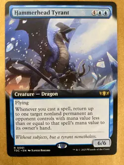 MTG 1x EXTENDED ART Hammerhead Tyrant # 61 Tarkir: Dragonstorm Magic the x1 NM - Image 1