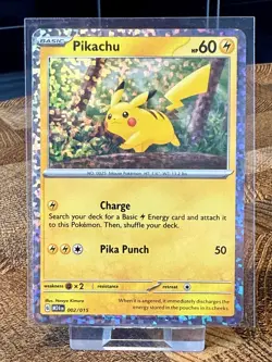 Pokemon TCG Card Pikachu 002/015 McDonald’s 2024 Promo Holo Near Mint - Image 1