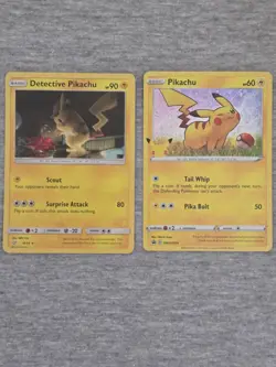 Pokemon TCG 2 Card Holo Lot Pikachu Swsh039 + 10/18 Detective Pikachu - Image 1