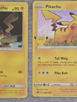 Pokemon TCG 2 Card Holo Lot Pikachu Swsh039 + 10/18 Detective Pikachu - Image 2