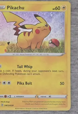 Pokemon TCG 2 Card Holo Lot Pikachu Swsh039 + 10/18 Detective Pikachu - Image 3