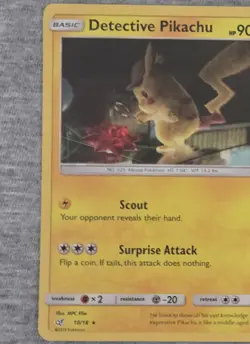 Pokemon TCG 2 Card Holo Lot Pikachu Swsh039 + 10/18 Detective Pikachu - Image 4
