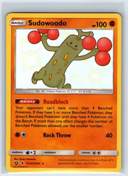 Sudowoodo SV20/SV94 Shiny Rare Hidden Fates Shiny Vault Pokemon Holo Near Mint - Image 1