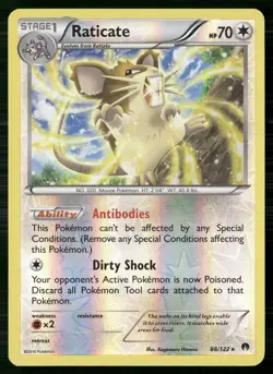 Raticate 88/122 Rare BREAKpoint Pokemon Reverse Holo MP - Image 1