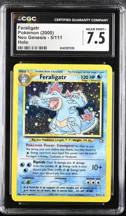 CGC 7.5 NEAR MINT+ Feraligatr 5/111 Neo Genesis Holo Pokemon Card - Image 1