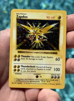 Pokemon TCG Zapdos 16/102 Shadowless Holo Rare 1999 English 90 HP - Image 2