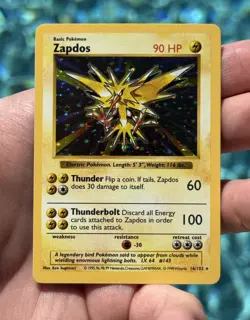 Pokemon TCG Zapdos 16/102 Shadowless Holo Rare 1999 English 90 HP - Image 4
