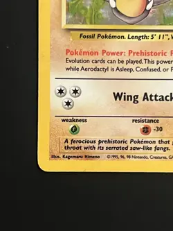 1999 WOTC Pokemon TCG Fossil Aerodactyl 1/62 Holo Rare HP-MP - Image 5