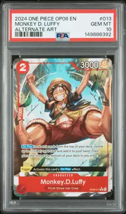2024 ONE PIECE OP06-WINGS OF THE CAPTAIN ALTERNATE ART MONKEY D. LUFFY PSA 10 - Image 1