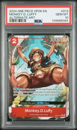 2024 ONE PIECE OP06-WINGS OF THE CAPTAIN ALTERNATE ART MONKEY D. LUFFY PSA 10 - Image 1