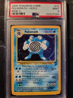 2000 Pokemon Poliwrath 15/130 Base Set 2 Rare Holo PSA 9 MINT SWIRL - Image 1